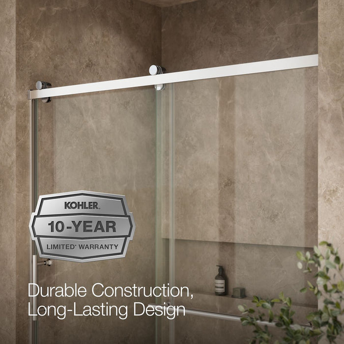 Kohler Rely 77" H sliding shower door with 3/8"-thick glass