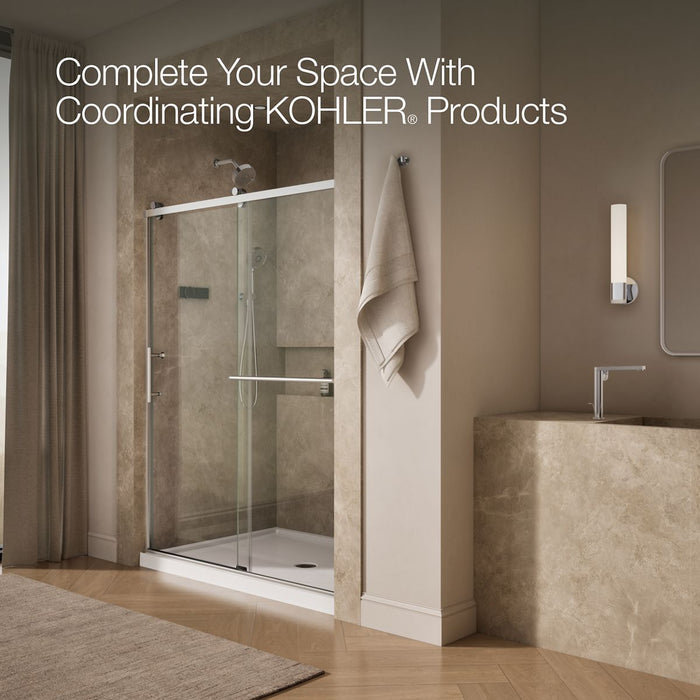 Kohler Rely 77" H sliding shower door with 3/8"-thick glass