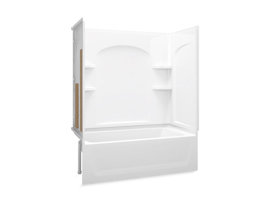 Sterling 71220116 Ensemble Curve 60" x 32" Vikrell® Bath/shower with Aging in Place Backerboards, Left Drain, white