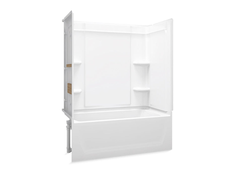Sterling 71320118 Ensemble Medley 60" x 32" Vikrell® Bath/shower with Aging in Place Backerboards, Left Above-floor...