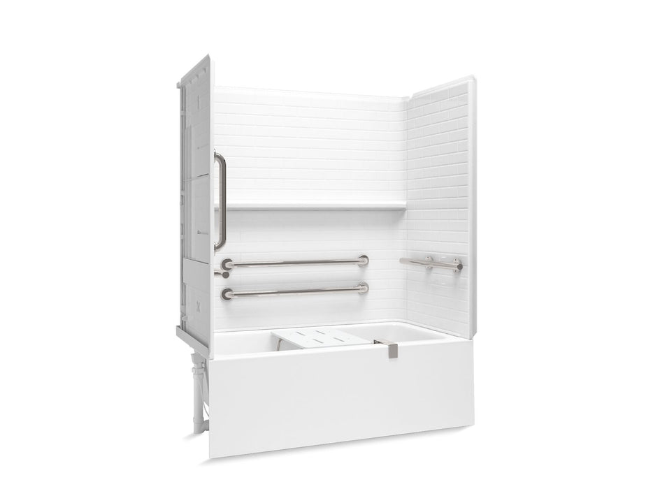 Sterling 71600117 Forum Traverse 60" x 30" Above-floor-drain Vikrell® Bath/shower with Aging in Place Backerboards, Grab...