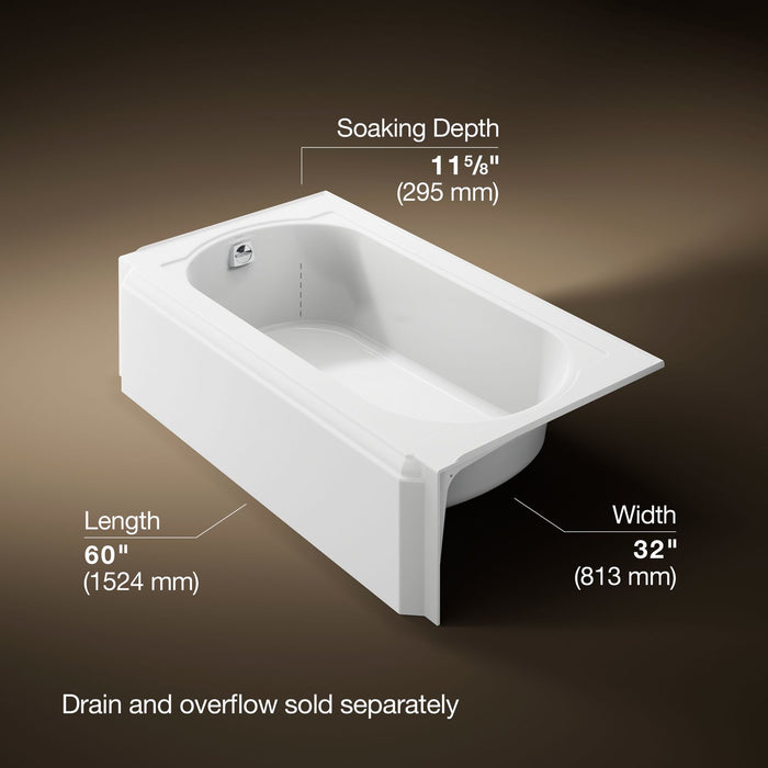 KOHLER K-721 Memoirs 60" x 33-3/4" alcove bath, left drain