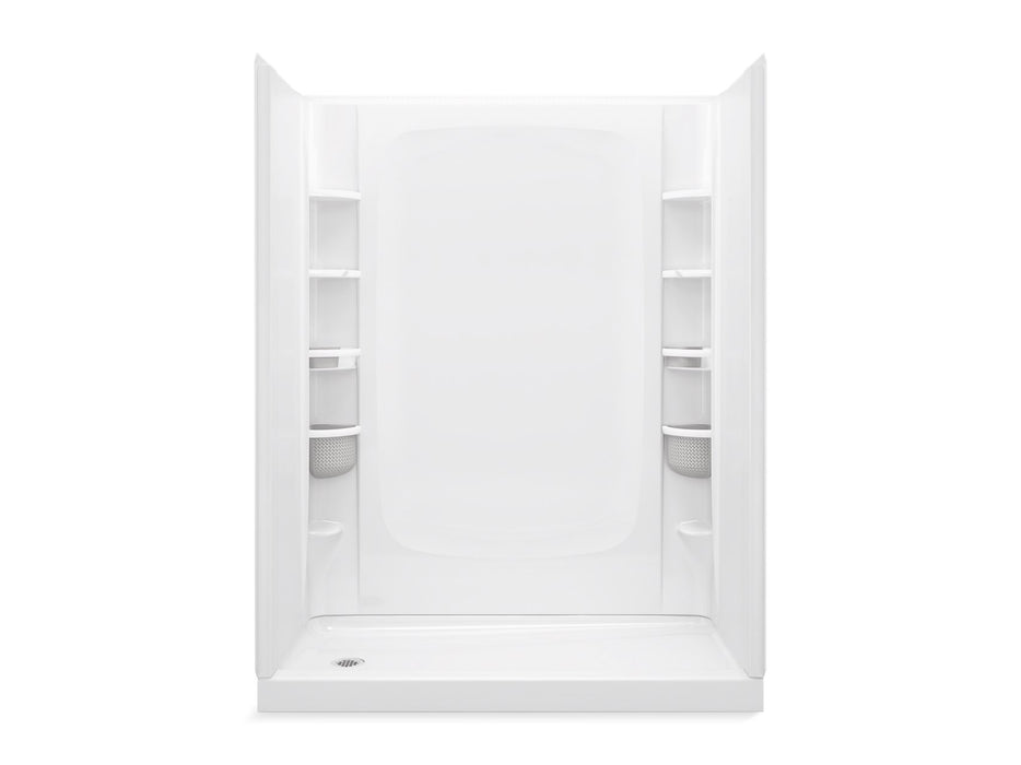 Sterling 72470116 STORE+ 60" x 30" Vikrell® Shower with Aging in Place Backerboards, Left Drain, white