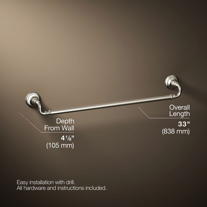 KOHLER K-72569 Artifacts 30" towel bar, vibrant brushed nickel - view 5