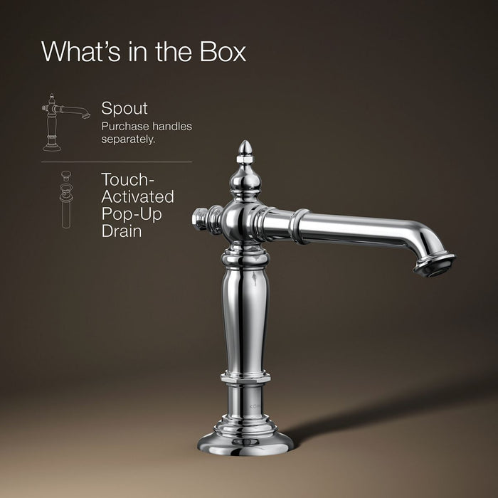KOHLER K-72760 Artifacts Bathroom sink faucet spout with Column design, 1.2 gpm