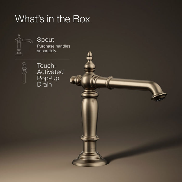 KOHLER K-72760 Artifacts Bathroom sink faucet spout with Column design, 1.2 gpm