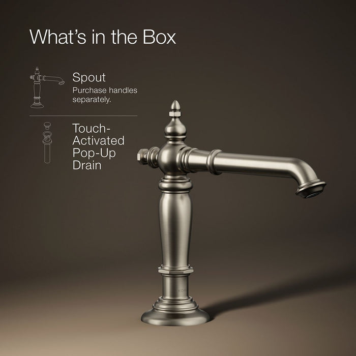 KOHLER K-72760 Artifacts Bathroom sink faucet spout with Column design, 1.2 gpm