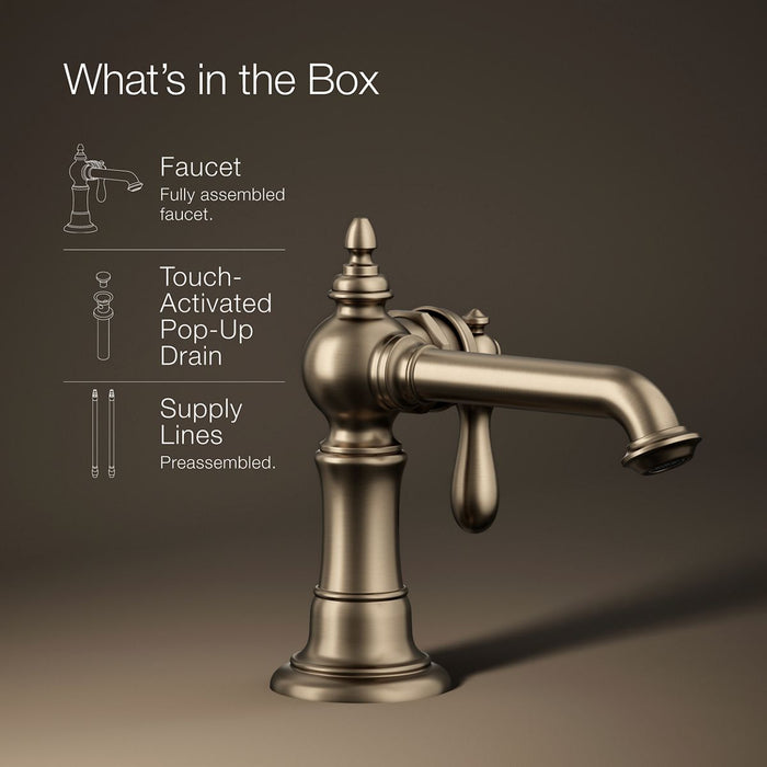 KOHLER K-72762-9M Artifacts Single-handle bathroom sink faucet, 1.2 gpm