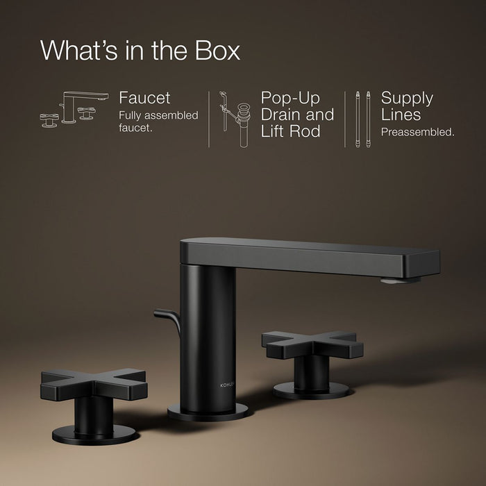 KOHLER K-73060-3 Composed Widespread bathroom sink faucet with Cross handles, 1.2 gpm, matte black - view 5