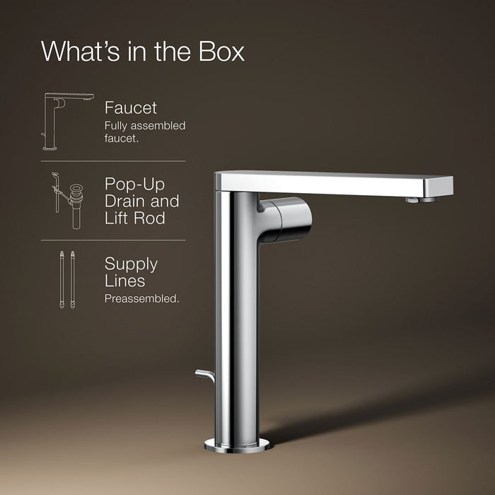 KOHLER K-73159-7 Composed Tall single-handle bathroom sink faucet with Cylindrical handle, 1.2 gpm, polished chrome - view 5