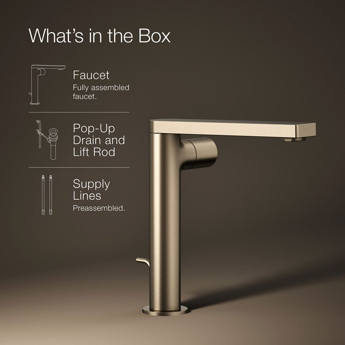 KOHLER K-73159-7 Composed Tall single-handle bathroom sink faucet with Cylindrical handle, 1.2 gpm, vibrant brushed...