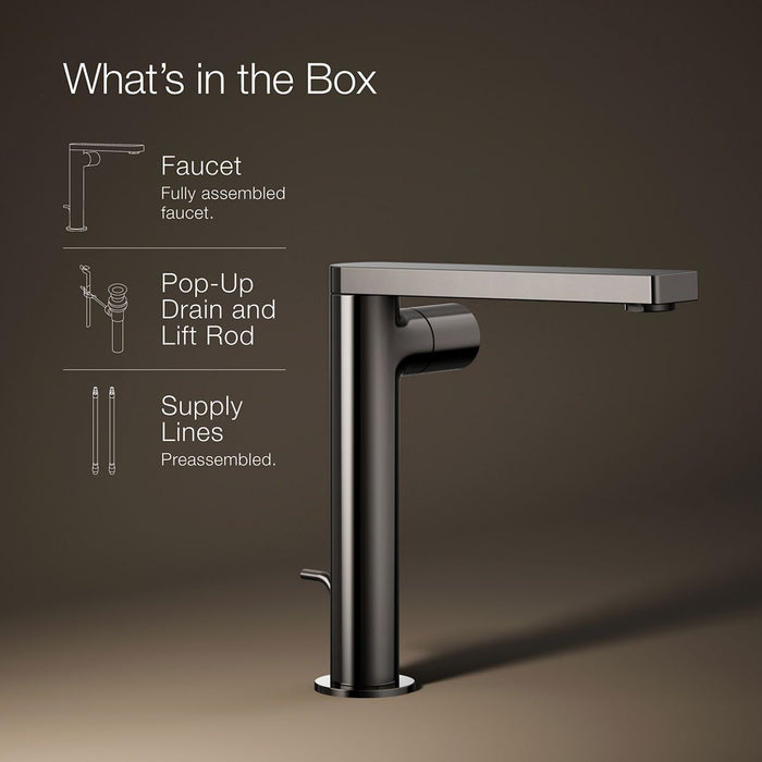 KOHLER K-73159-7 Composed Tall single-handle bathroom sink faucet with Cylindrical handle, 1.2 gpm