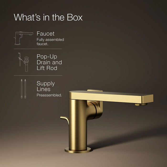 KOHLER K-73167-4 Composed Single-handle bathroom sink faucet with Lever handle, 1.2 gpm, vibrant brushed moderne brass -...