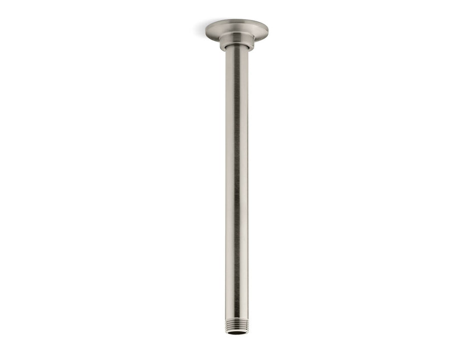KOHLER K-7392 12" ceiling-mount single-function rainhead arm and flange, vibrant brushed nickel