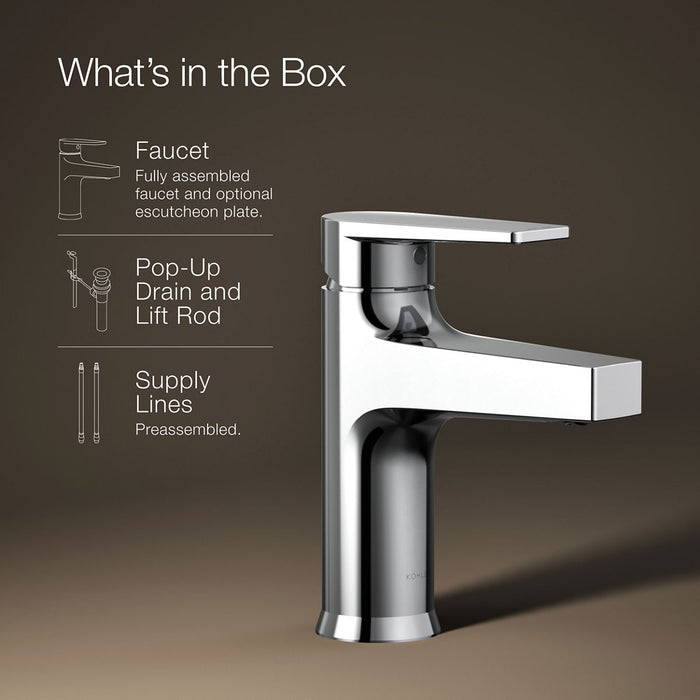 KOHLER K-74013-4 Taut Single-handle bathroom sink faucet, 1.2 gpm, polished chrome - view 5