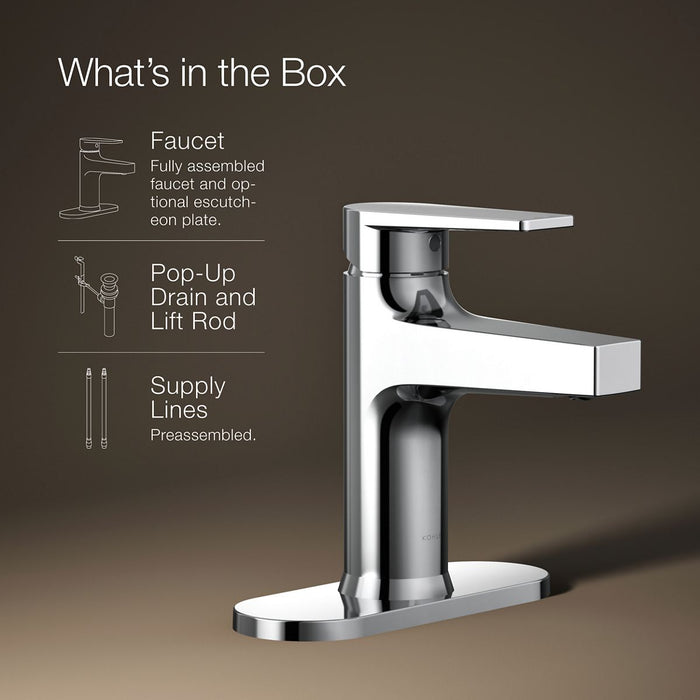KOHLER K-74021-4 Taut Single-handle bathroom sink faucet, 1.2 gpm, polished chrome - view 5