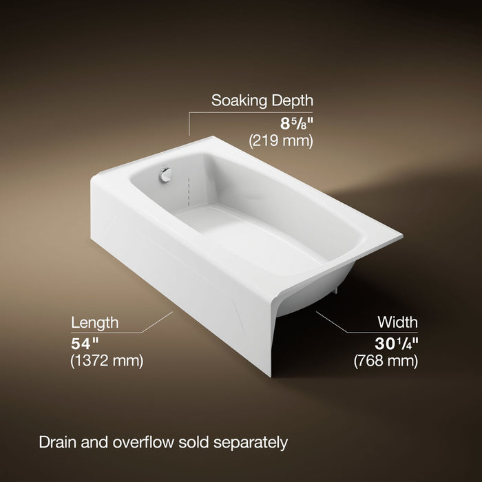 KOHLER K-745 Seaforth 54" x 30-1/4" Alcove Bath, Left Drain