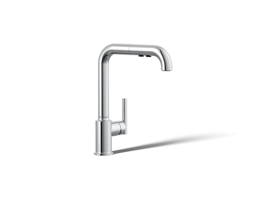 KOHLER K-7505 Purist Pull-out kitchen sink faucet with three-function sprayhead
