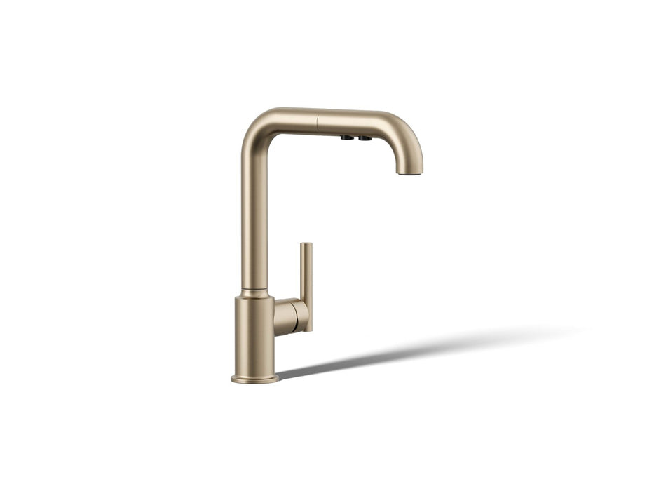 KOHLER K-7505 Purist Pull-out kitchen sink faucet with three-function sprayhead
