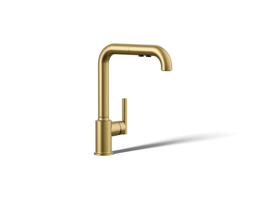KOHLER K-7505 Purist Pull-out kitchen sink faucet with three-function sprayhead