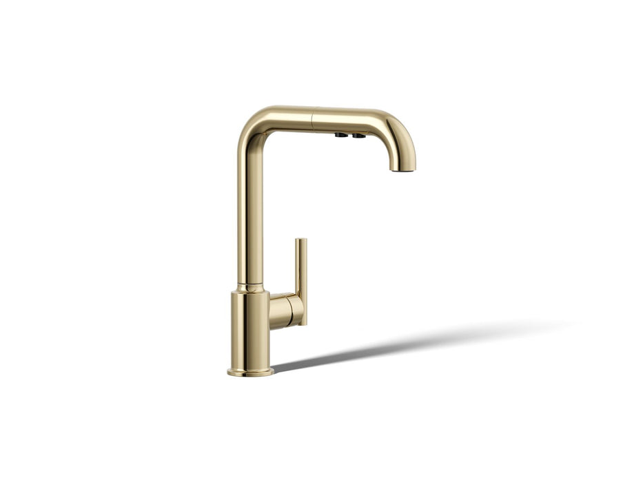 KOHLER Purist Pull-out kitchen sink faucet with three-function sprayhead