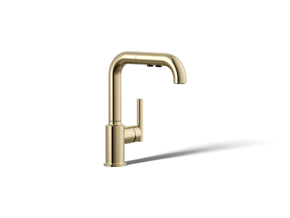 KOHLER Purist Pull-out kitchen sink faucet with three-function sprayhead