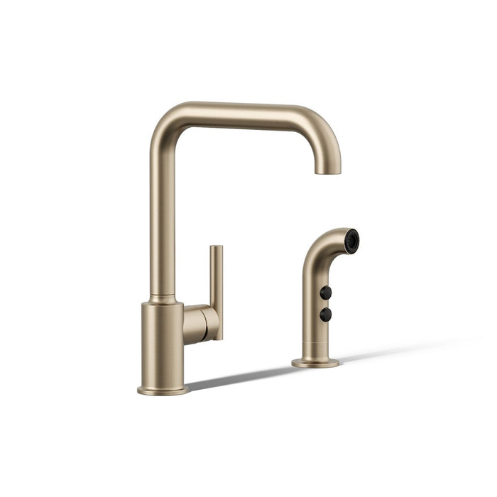 KOHLER K-7508 Purist Single-handle kitchen sink faucet with side sprayer