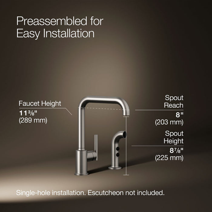 KOHLER K-7508 Purist Single-handle kitchen sink faucet with side sprayer