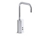 KOHLER Gooseneck Widespread commercial lavatory faucet with sculpted lever handles, metal drain, red/blue indexing and vandal-resistant aerator