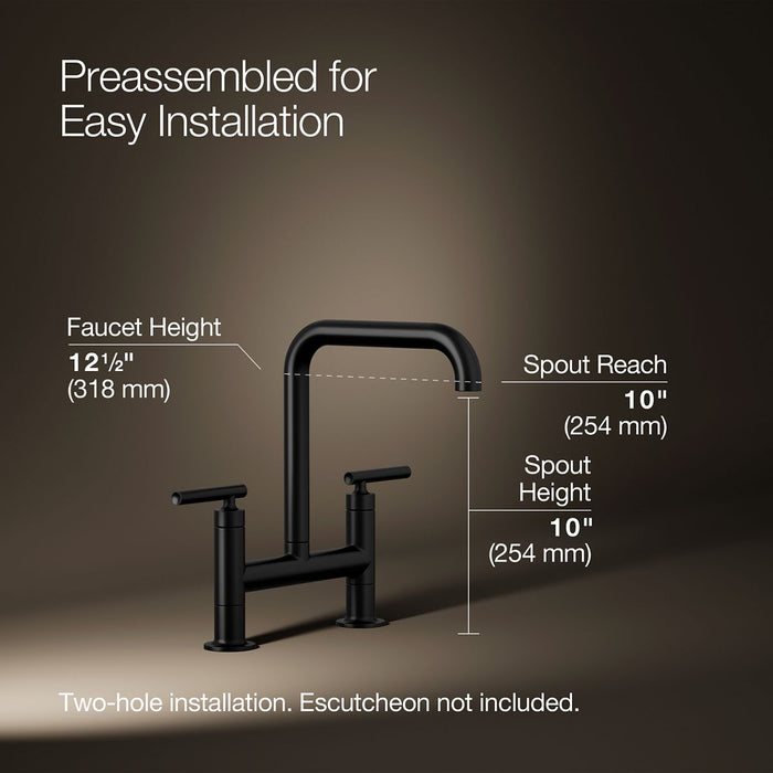 Kohler Purist Two-hole bridge kitchen sink faucet