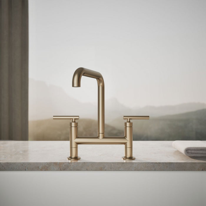 KOHLER K-7547-4 Purist Two-hole bridge kitchen sink faucet
