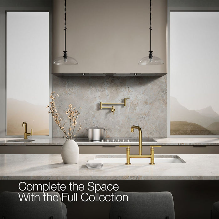 KOHLER K-7547-4 Purist Two-hole bridge kitchen sink faucet