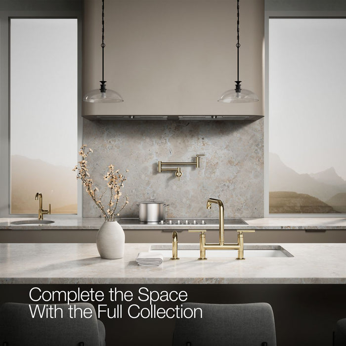 KOHLER KOHLER K-7548-4 Purist Two-hole bridge kitchen sink faucet with side sprayer