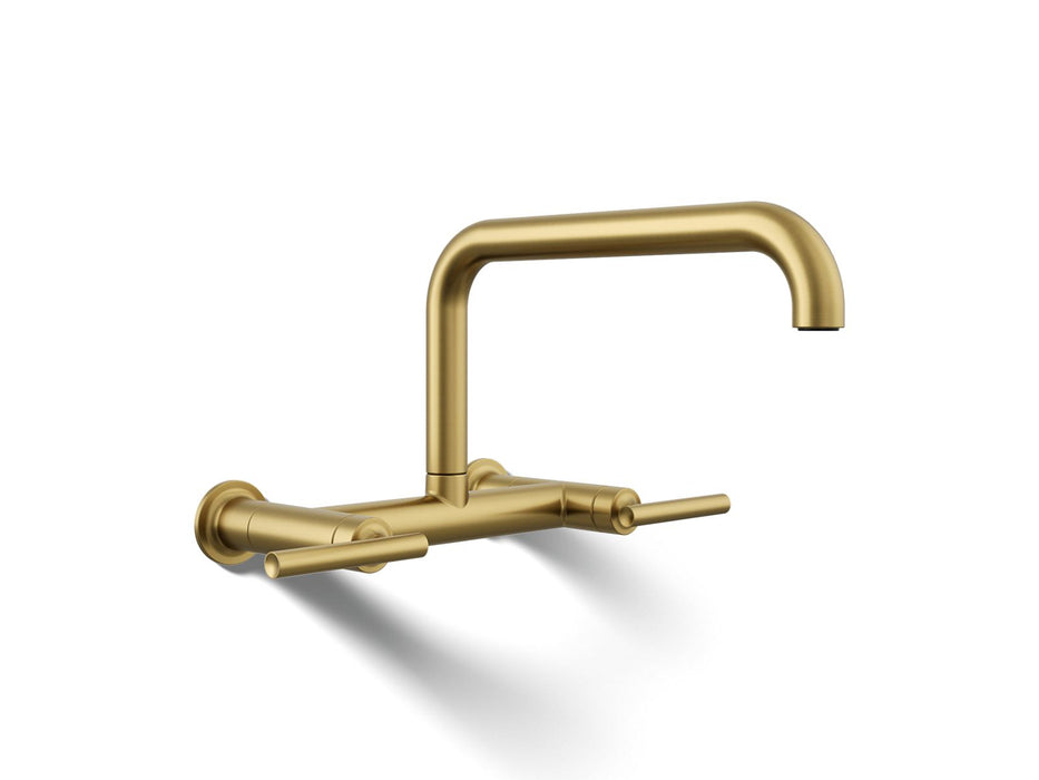 KOHLER K-7549-4 Purist Two-hole wall-mount bridge kitchen sink faucet