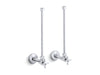 KOHLER K-7606-P Pair 1/2" NPT angle supplies with stop, cross handle and annealed vertical tube