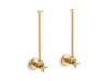KOHLER K-7606-P Pair 1/2" NPT angle supplies with stop, cross handle and annealed vertical tube