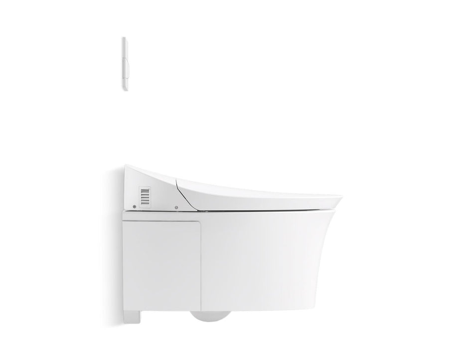 KOHLER K-76395 Veil Wall-hung Compact Elongated Smart Toilet Bowl, Dual-flush