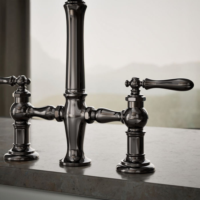 KOHLER K-76519-4 Artifacts Three-hole bridge kitchen sink faucet with side sprayer