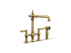 KOHLER K-76519-4 Artifacts Three-hole bridge kitchen sink faucet with side sprayer
