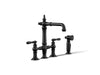 Kohler Artifacts Three-hole bridge bar sink faucet with side sprayer