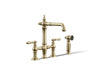 Kohler Artifacts Three-hole bridge bar sink faucet with side sprayer