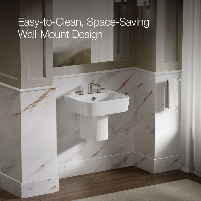 KOHLER K-77768-8 ModernLife 21-3/4" rectangular wall-mount bathroom sink, white - view 3