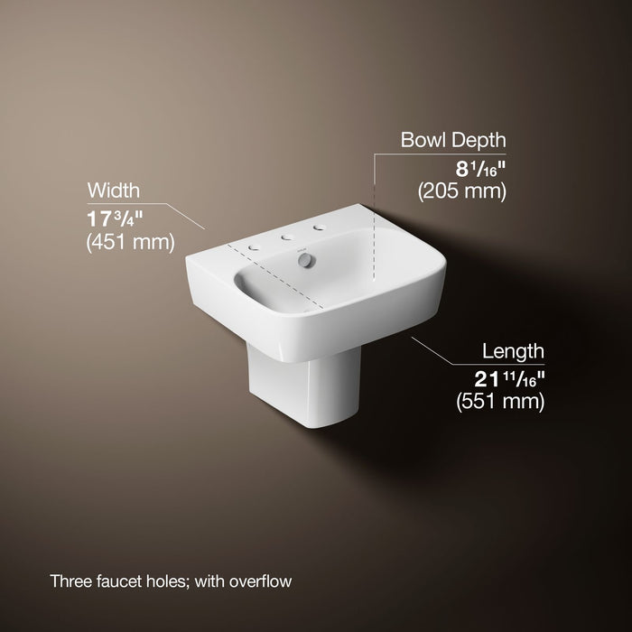 KOHLER K-77768-8 ModernLife 21-3/4" rectangular wall-mount bathroom sink