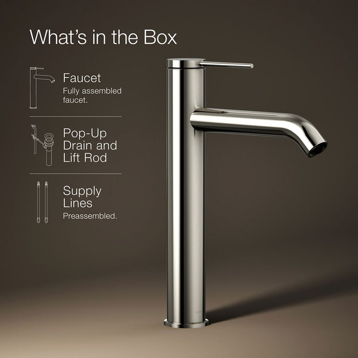 KOHLER K-77959-4A Components Tall single-handle bathroom sink faucet, 1.2 gpm