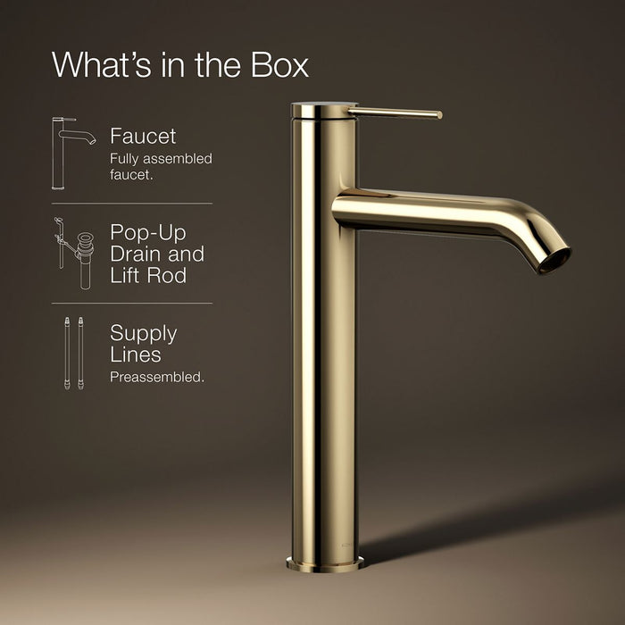 KOHLER K-77959-4A Components Tall single-handle bathroom sink faucet, 1.2 gpm