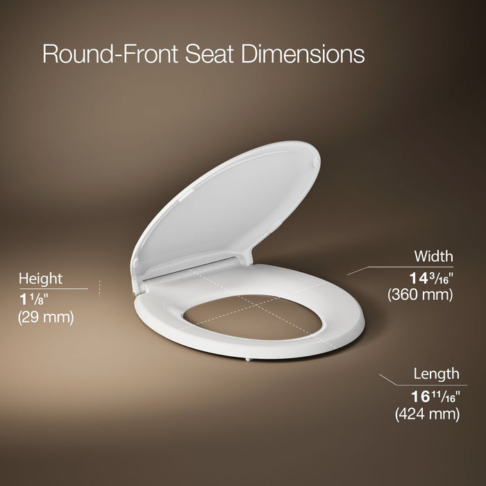 KOHLER K-78059-RL Rutledge Nightlight ReadyLatch Quiet-Close round-front toilet seat