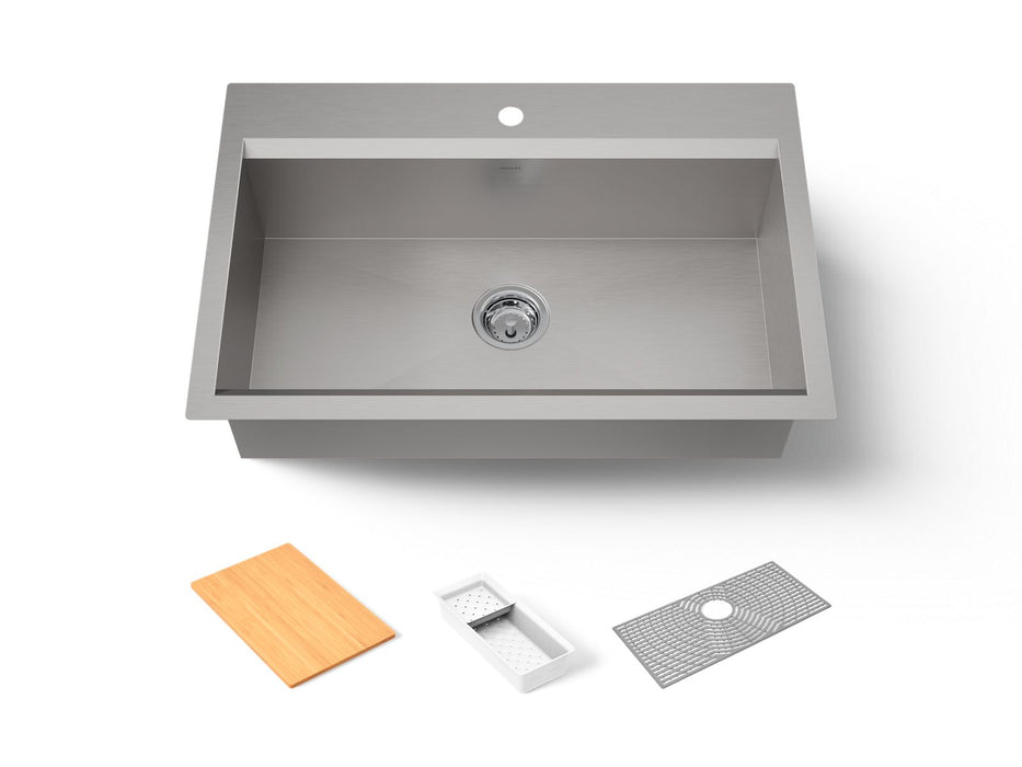 Kohler Task 33" top-/undermount single-bowl workstation kitchen sink