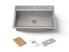KOHLER K-80084-2PC Task 33" top-/undermount single-bowl workstation kitchen sink