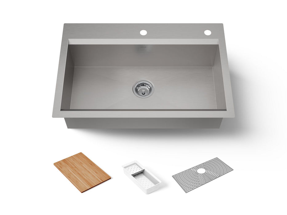 KOHLER K-80084-2PC Task 33" top-/undermount single-bowl workstation kitchen sink