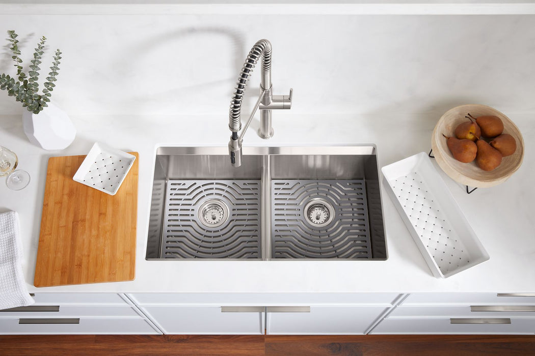 KOHLER K-80085-1PC Task Smart Divide 33" top-/undermount double-bowl workstation kitchen sink